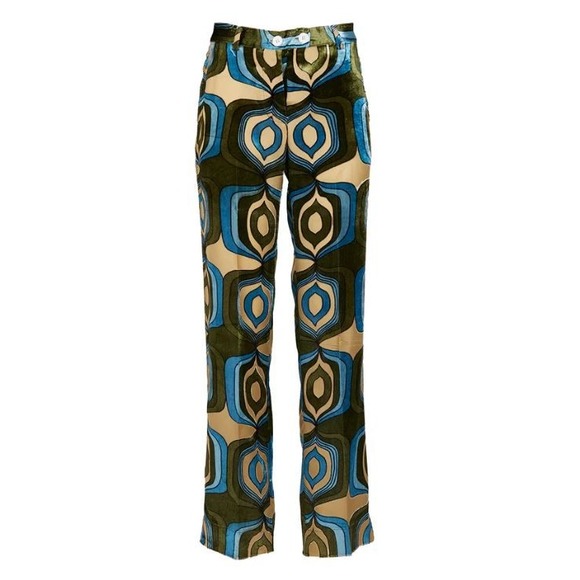Ears of Buddha Goldie Hippie Velvet Colorful Straight Leg...